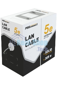 Кабель витая пара U/UTP, cat.5e, PVC, 4PR, 24AWG, медный, внутренний, серый, 305 м