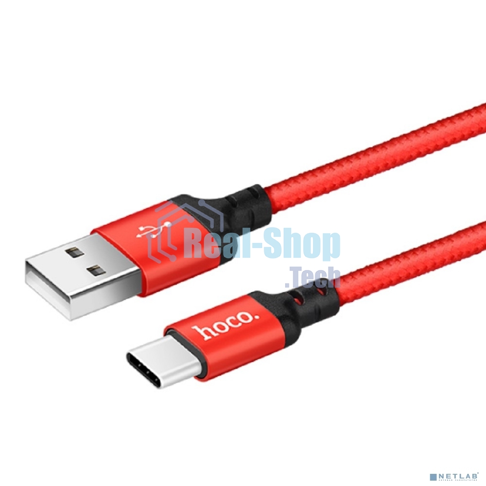 Кабель HOCO X14 USB 2.0, AM/Type-C M, черно-красный, 1м