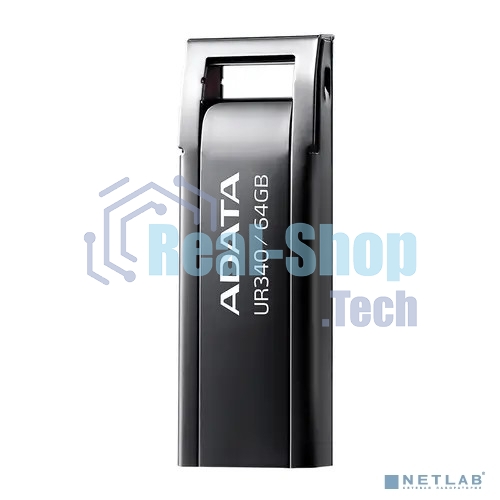 Флешка USB ADATA UR340 (AROY-UR340-64GbK), 64Gb, USB 3.2, R/W 100/30, черный
