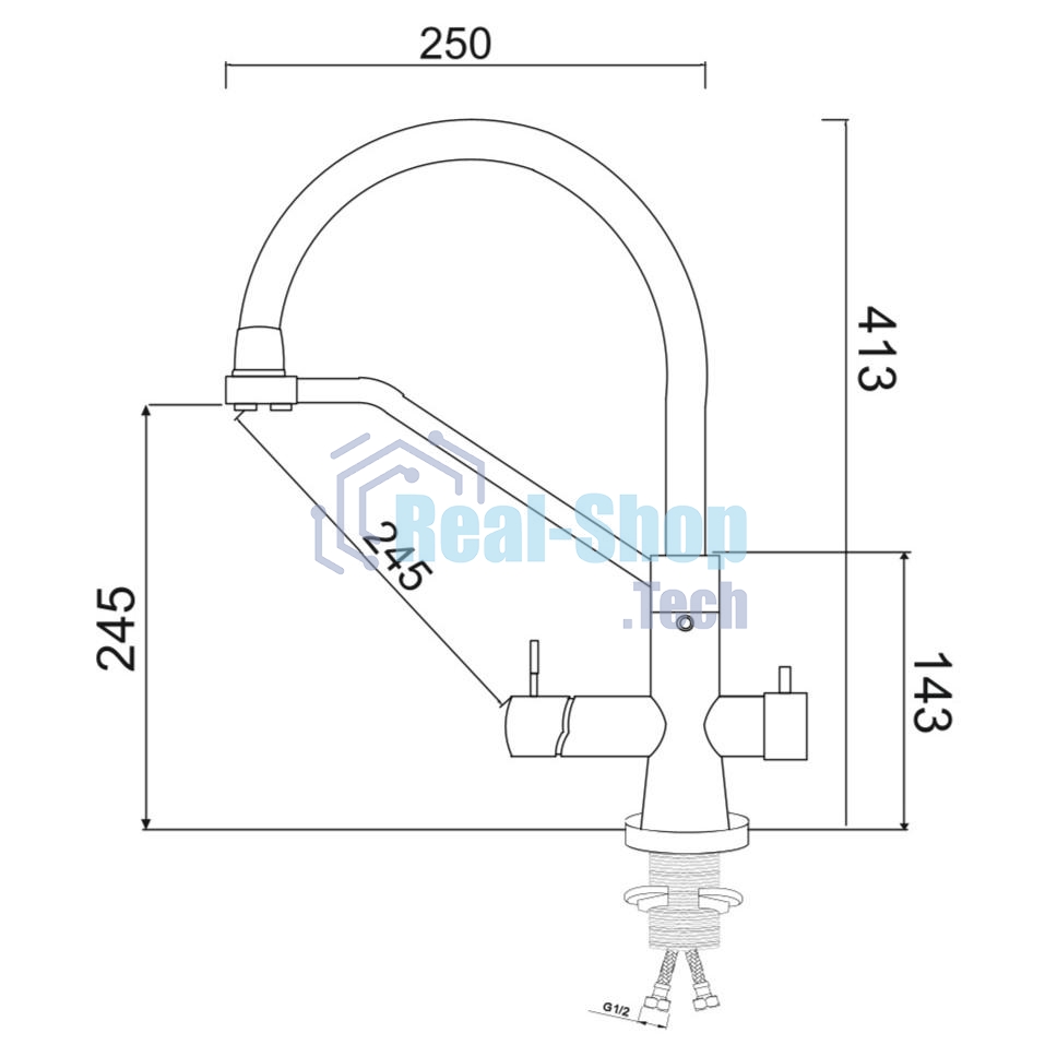 SUS127G-016F-015 Смеситель для кухни с переключением фильтра, ø35