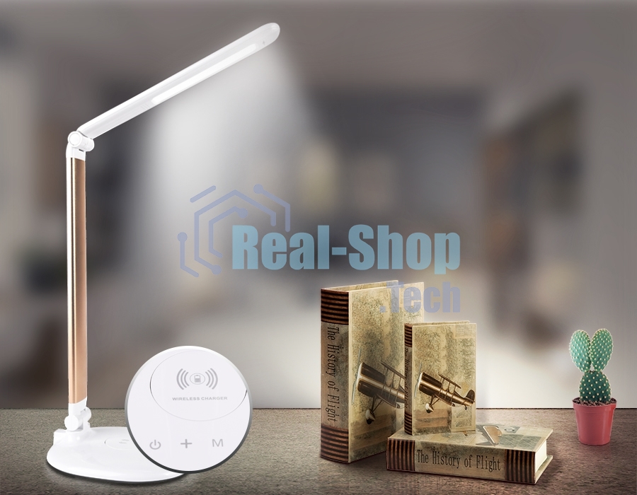 Светодиодная настольная лампа с беспроводной зарядкой Ambrella light DE525 GD золото LED 3000-6400K 7W