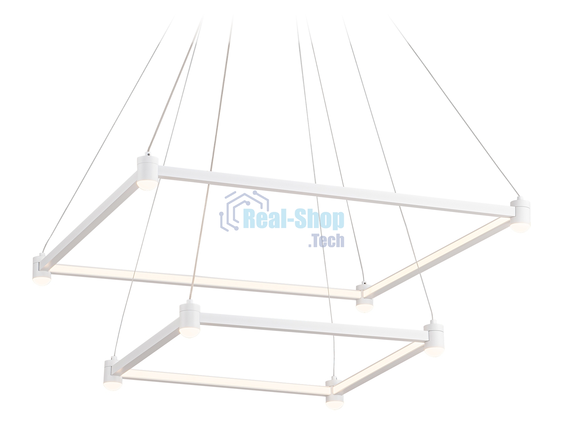 Подвесной светодиодный светильник Ambrella light FL5595/2+8 WH белый 60W 3000K/4200K/6400K 600*600*1300 (без ПДУ)
