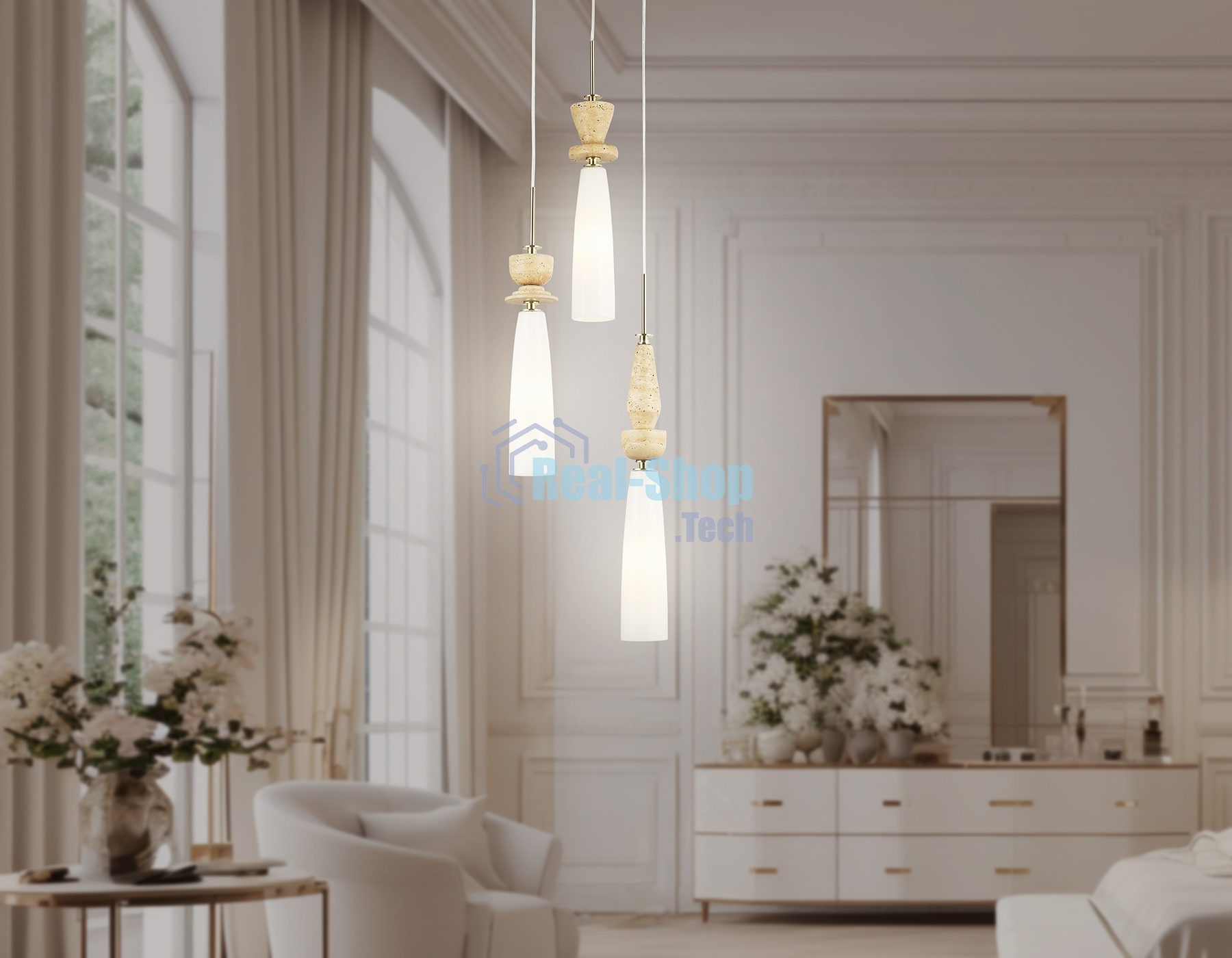 Светильник Ambrella light LH75367/3 GD/WH золото/белый G9*3 max 28W D270*1500