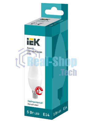 Лампа cветодиодная IEK LLE-C35-5-230-40-E14 ECO C35 свеча 5Вт 230В 4000К E14