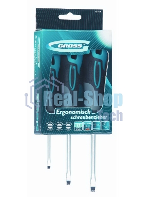 Набор отверток Gross 12165 3 шт, SL S2, трехкомпонентная рукоятка SL3, SL4, SL5.5