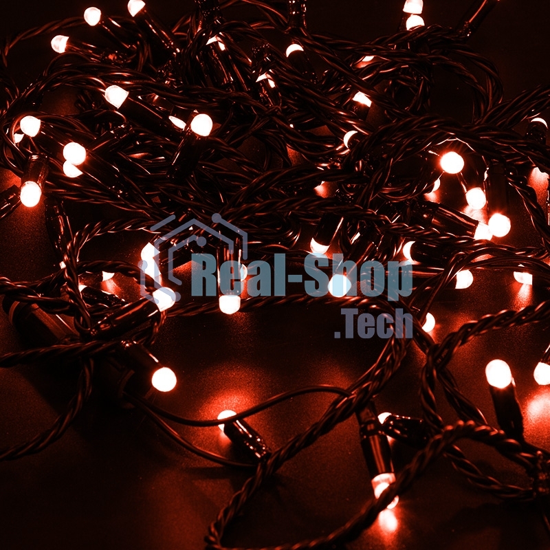 Гирлянда Neon-night Нить 10м, постоянное свечение, черный ПВХ, 230В, красный
