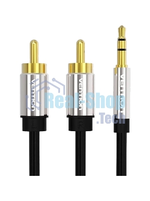 Кабель Vention аудио Jack 3,5 мм M/2RCA M - 2м черный