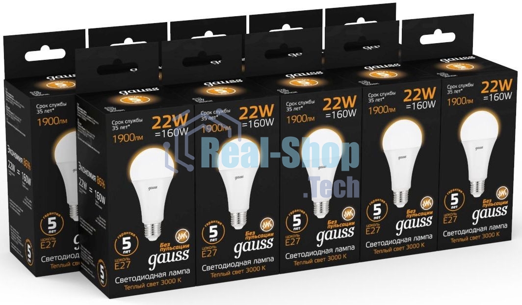 Лампа светодиодная Gauss A70 22Вт 3000К E27