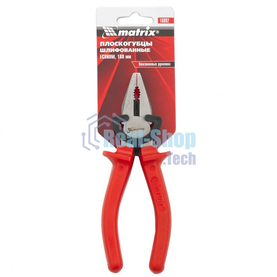 Плоскогубцы Matrix Econom, 160 мм, шлифованные, пластмассовые рукоятки