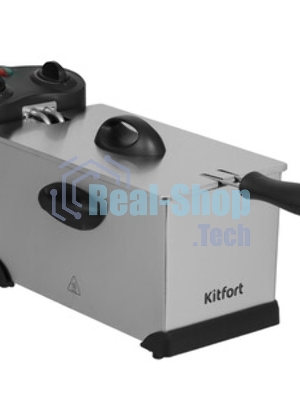 Фритюрница Kitfort KT-4052 серебристый/чёрный, 2000 Вт, 3 л, 0.5 кг, съёмная чаша