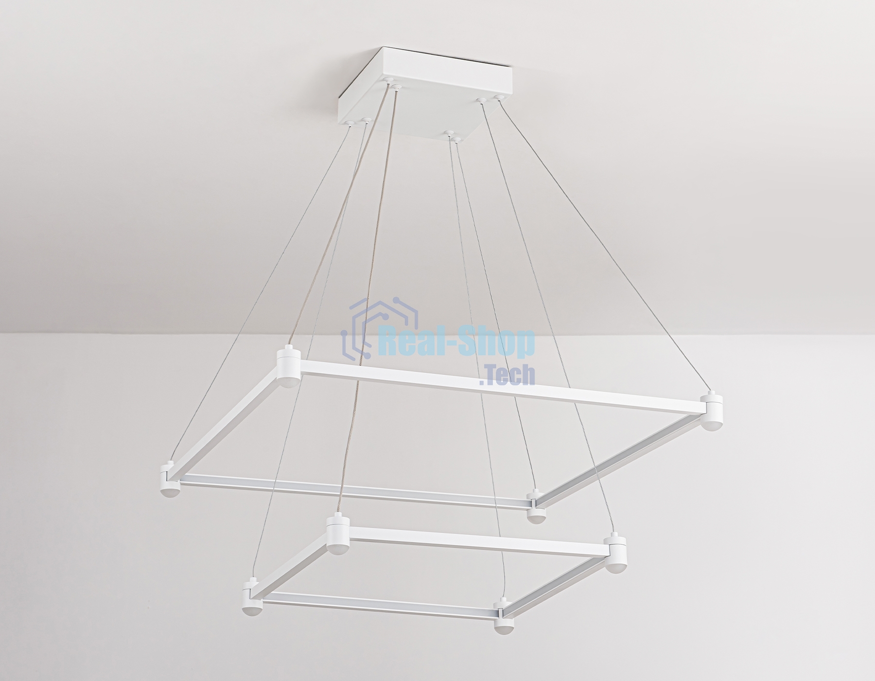Подвесной светодиодный светильник Ambrella light FL5595/2+8 WH белый 60W 3000K/4200K/6400K 600*600*1300 (без ПДУ)