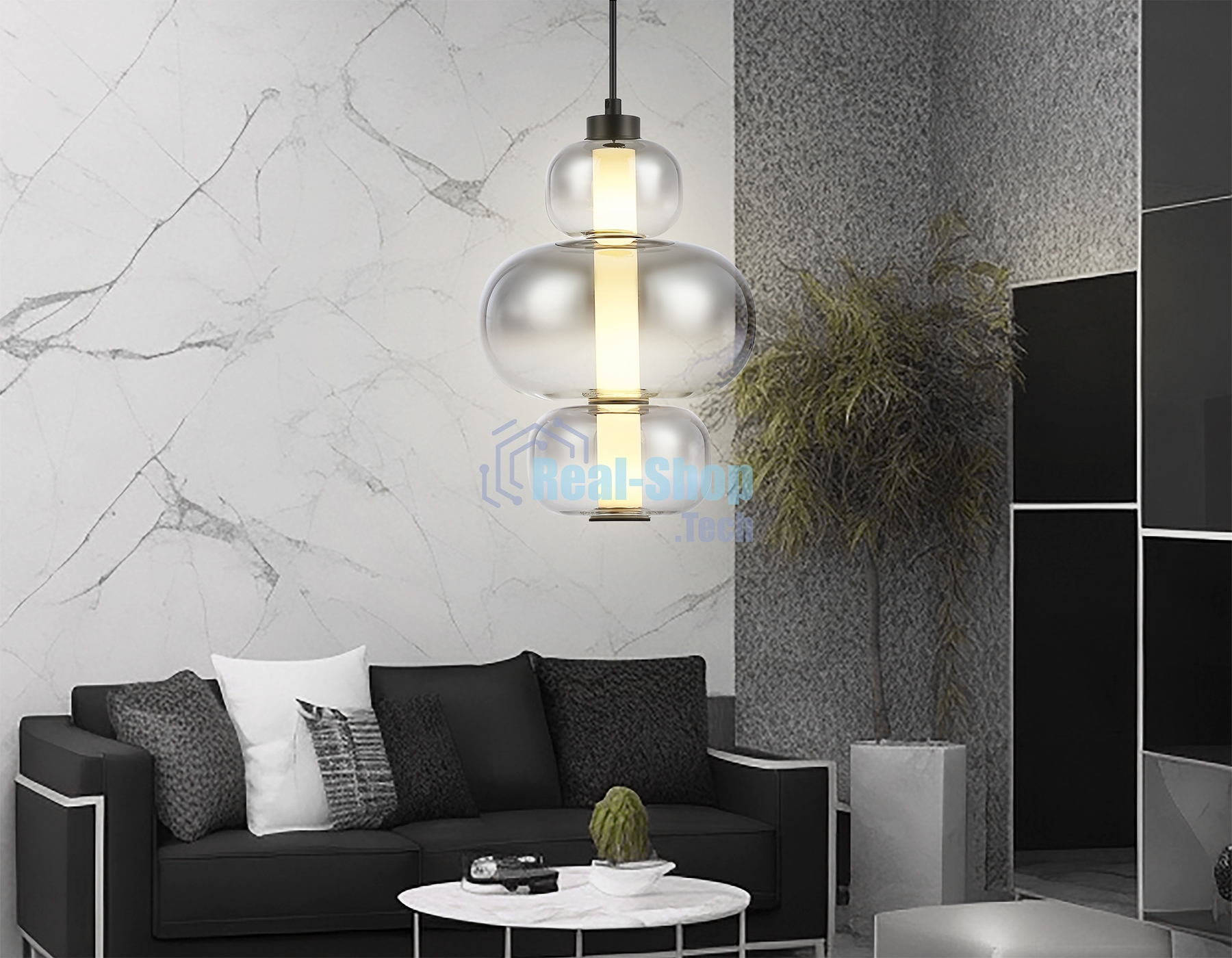Подвесной светодиодный светильник Ambrella light LH11057 BK/SM черный/дымчатый 18W 3000K D230*350