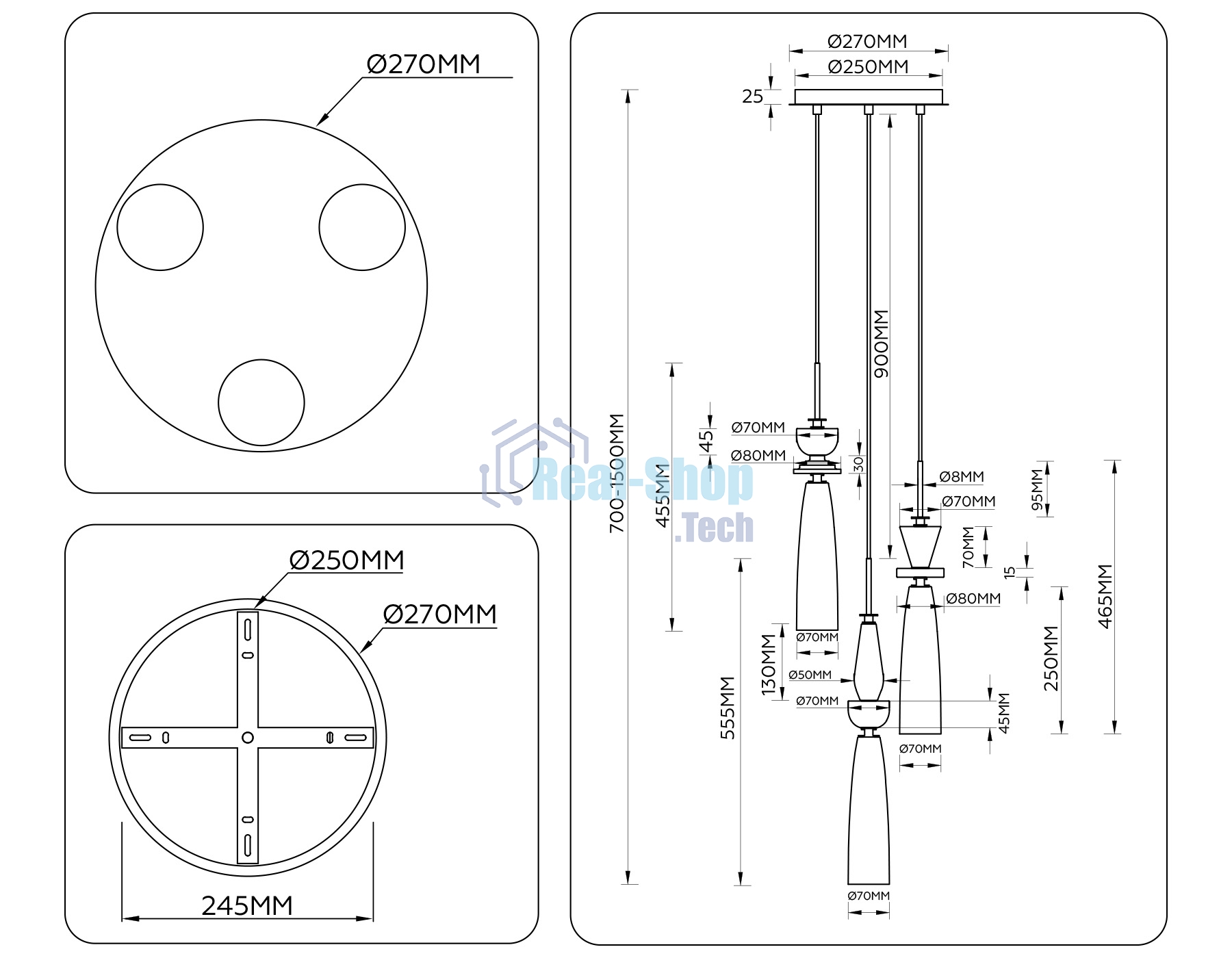 Светильник Ambrella light LH75367/3 GD/WH золото/белый G9*3 max 28W D270*1500