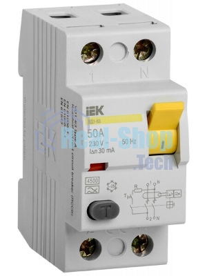 Выключатель дифференциального тока (УЗО) IEK MDV10-2-050-030 ВД1-63 2Р 50А 30мА IEK
