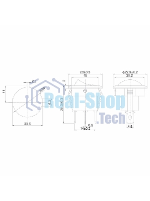Выключатель клавишный Rexant круглый 12V 16А (3с) ON-OFF черный с синей подсветкой