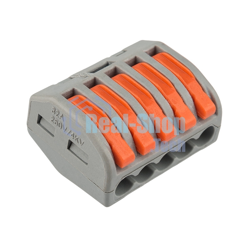 Универсальная клемма Rexant 5-проводная, серая (0,08-2,5/4 мм²) (40 шт./уп.)