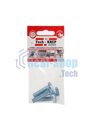 Болт М8х30 с шестигранной головкой цинк. DIN 933 (уп.4шт) класс прочности 8.8. пакет Tech-Krep 102970