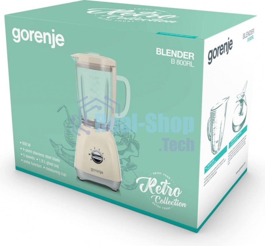 Блендер Gorenje стационарный B800RL, 800 Вт, 5 скоростей