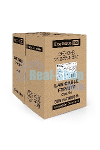 Кабель UTP 4 пары кат.5e Exegate медь, 305м pullbox, серый