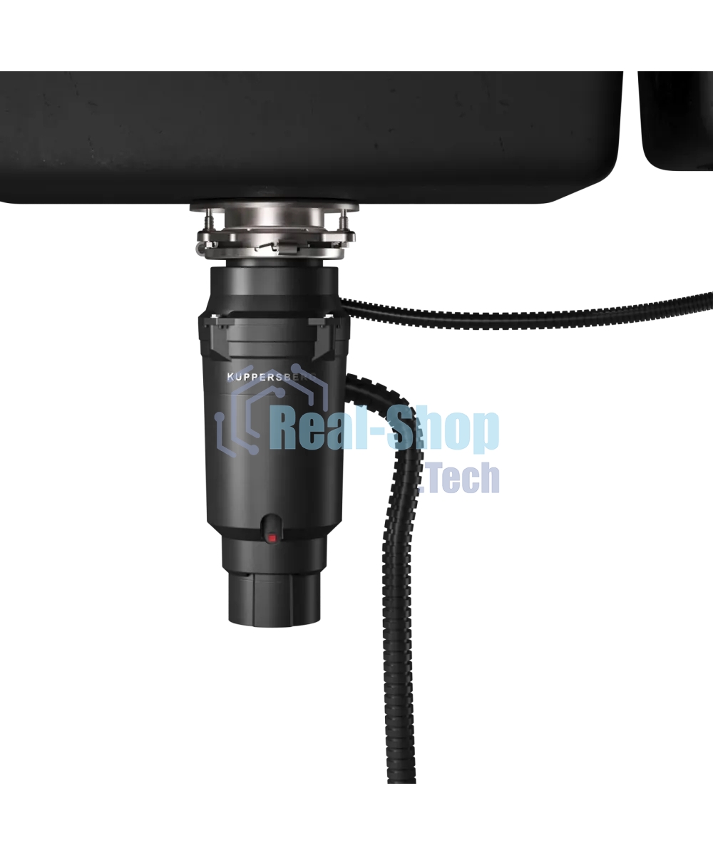 Измельчитель пищевых отходов Kuppersberg WSS 750 B, High-Tech, мощность 750 Вт, 3800-4200 об/мин, защита от перегрева, авто выключение, DC мотор, уровень шума 75 дБ, черный