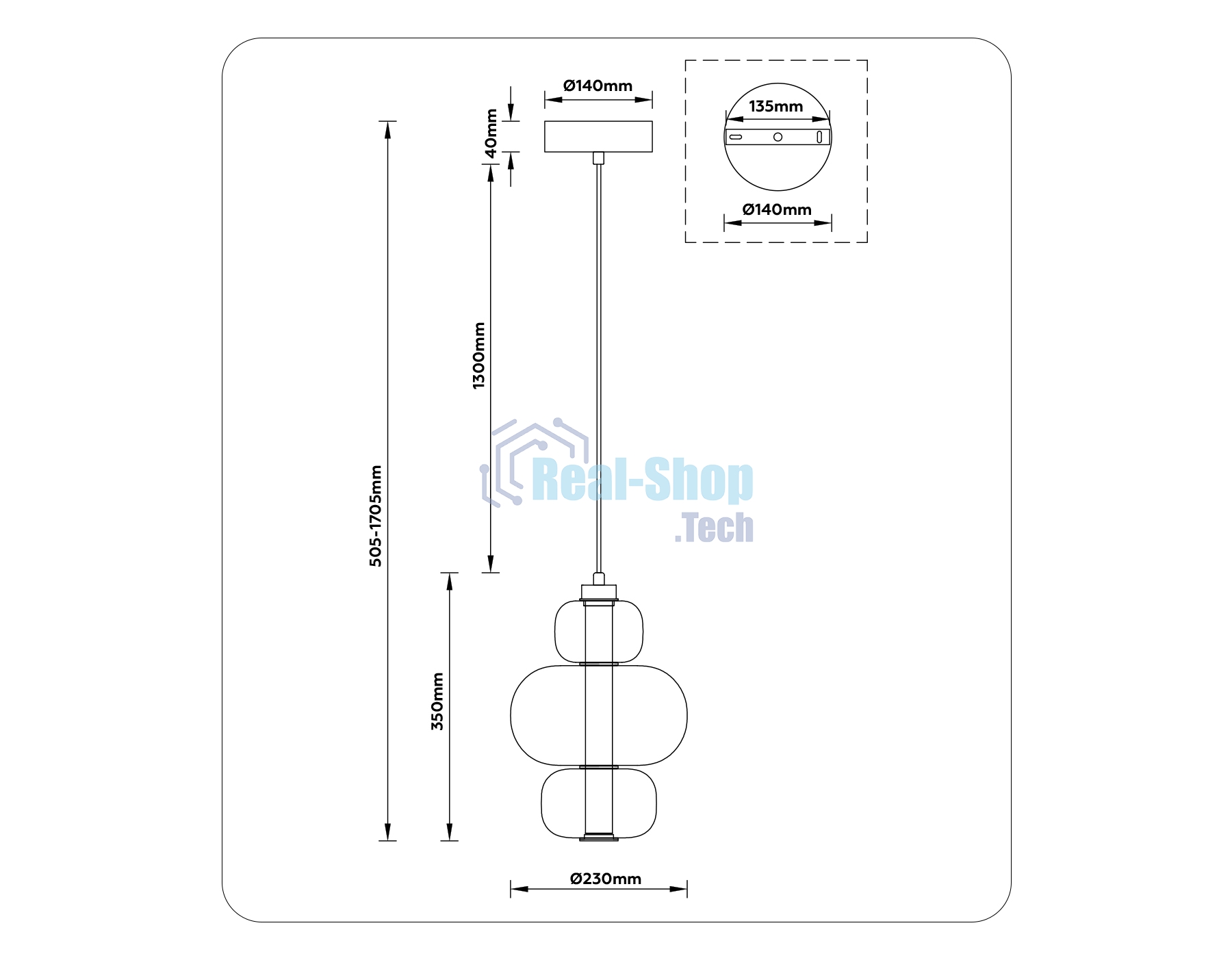 Подвесной светодиодный светильник Ambrella light LH11057 BK/SM черный/дымчатый 18W 3000K D230*350