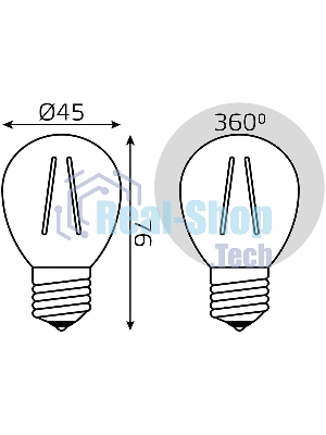 Лампа филам. Gauss Filament 8Вт цок.:E27 шар св.свеч.бел.теп. (упак.:10шт) (52218)