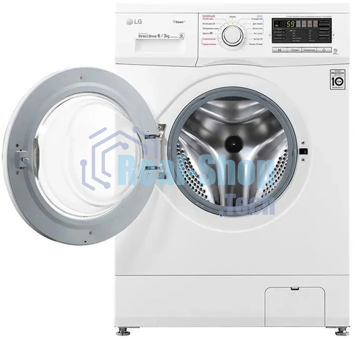 Стиральная машина LG F1296CDS0X белый, загрузка фронтальная 6 кг, 1200 об/мин, класс B