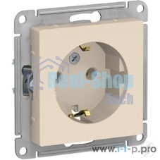 Розетка с заземлением, 16А, механизм, бежевый