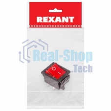 Выключатель клавишный Rexant 250V 16А (4с) ON-OFF красный с подсветкой (RWB-502, SC-767, IRS-201-1) Индивидуальная упаковка 1 шт