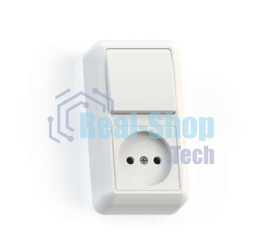 Блок комбинированный Кунцево-Электро ОП БКВР-427 Оптима (1-кл. выкл. + розетка) белый