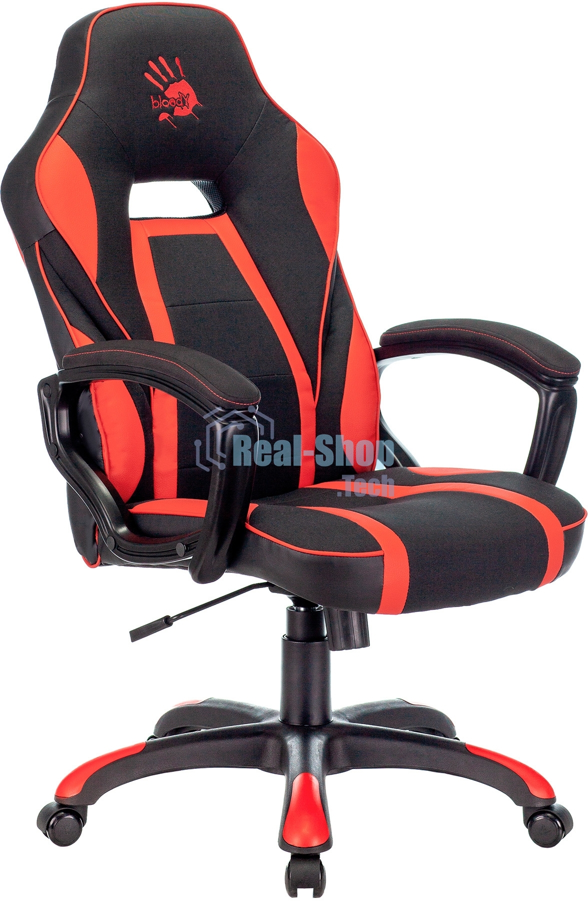 Кресло игровое A4TECH Bloody GC-250, на колесиках, искусственная кожа/ткань, черный/красный
