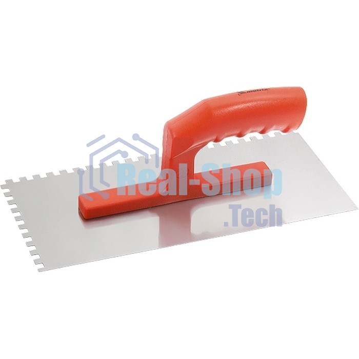 Гладилка Matrix стальная, 280 х 130 мм, зеркальная полировка, пластмас. ручка, зуб 6 х 6 мм