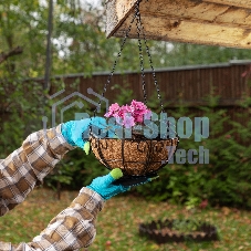 Кашпо подвесное с декором Palisad с кокосовой корзиной, диаметр 25 см