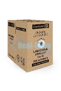 Кабель UTP 4 пары кат.5e Exegate медь, 305м pullbox, серый