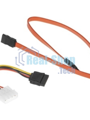 Комплект кабелей SATA Cablexpert CC-SATA-N, интерфейсный (48 см) 7pin/7pin и питания (15 см) 4pin/15pin, медь, пакет