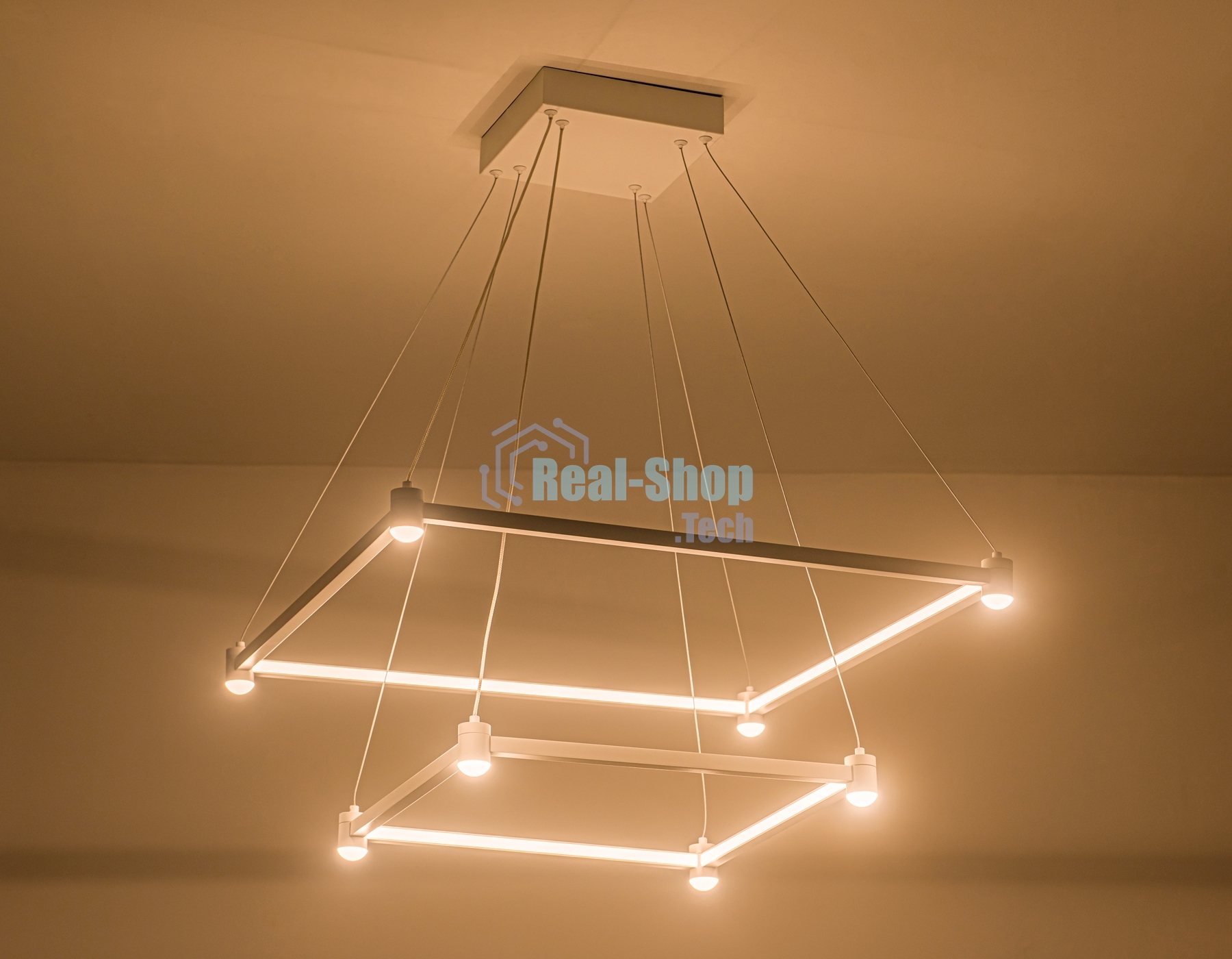 Подвесной светодиодный светильник Ambrella light FL5595/2+8 WH белый 60W 3000K/4200K/6400K 600*600*1300 (без ПДУ)