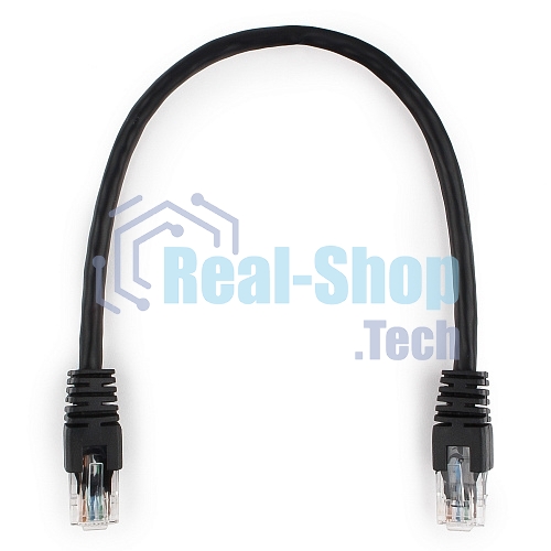 Патч-корд UTP Cablexpert PP6U-0.25M/BK cat.6, 0.25м, литой, многожильный, черный