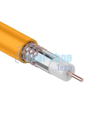 Кабель коаксиальный Rexant RG-6U+Cu нг(А)-HF, Cu/Al/Cu, 64%, 75 Ом, бухта 100 м, оранжевый