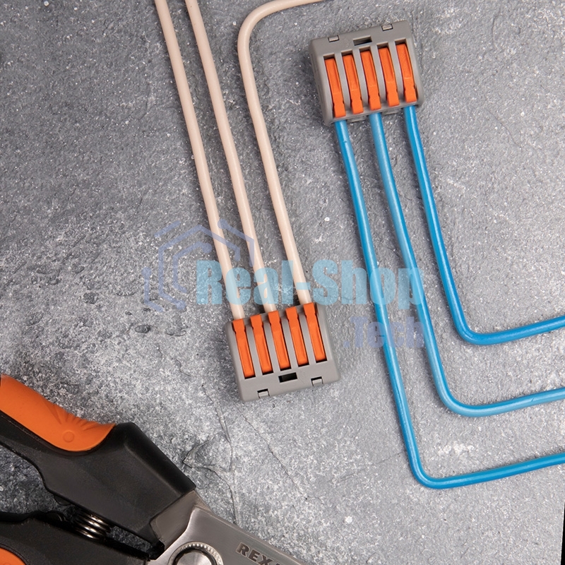 Универсальная клемма Rexant 5-проводная, серая (0,08-2,5/4 мм²) (40 шт./уп.)