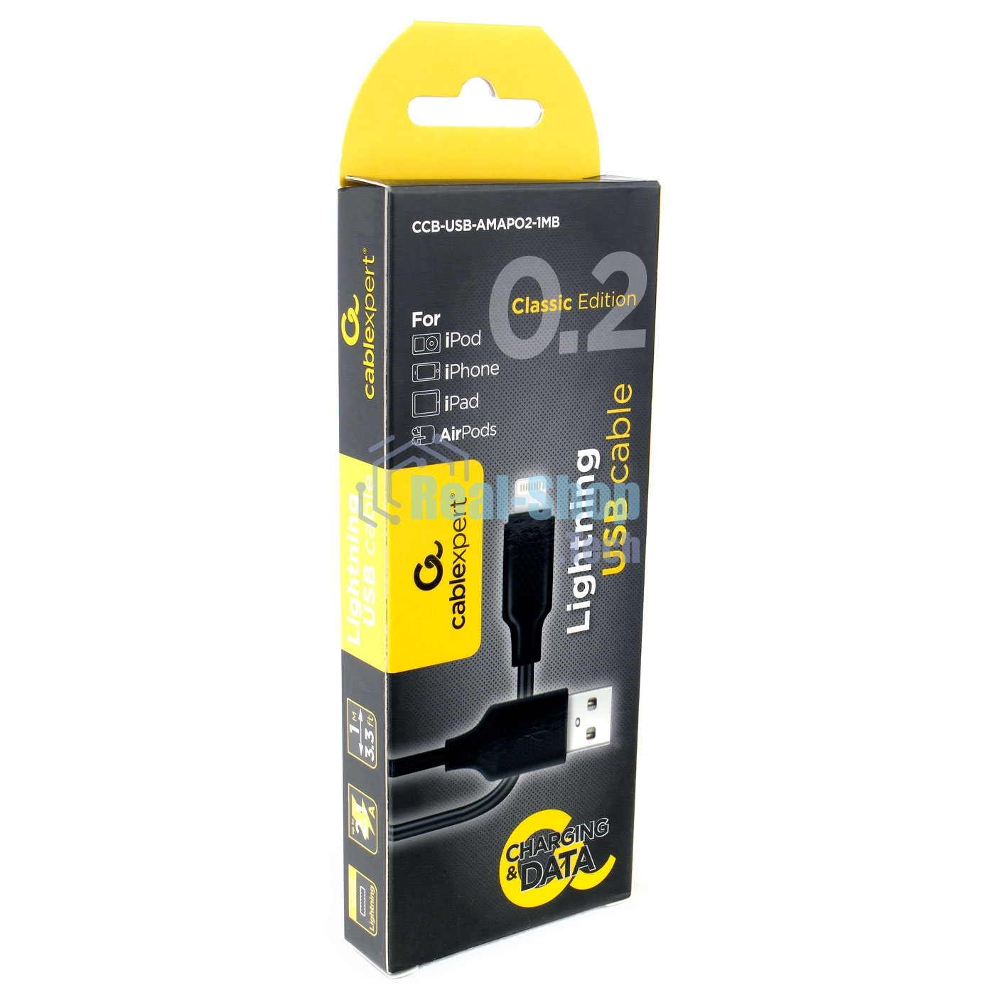 Кабель Cablexpert для Apple CCB-USB-AMAPO2-1MB, AM/Lightning, издание Classic 0.2, 1м, черный, блистер