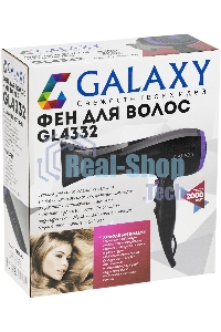 Фен для волос Galaxy Line GL 4332, черный, 2000 Вт, 2 скорости потока воздуха, 3 температурных режима, функция 