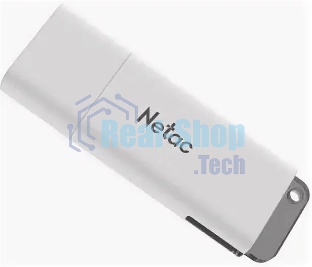 Флешка USB Netac U185, 64Gb, USB 2.0, NT03U185N-064G-20WH, с колпачком, пластиковая белая