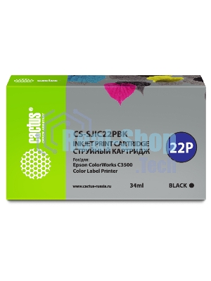 Картридж струйный Cactus CS-SJIC22PBK черный (34мл) для Epson ColorWorks C3500