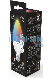 Лампа светодиодная Свеча Gauss 6W E14 RGbW+димирование LED 1/10/100
