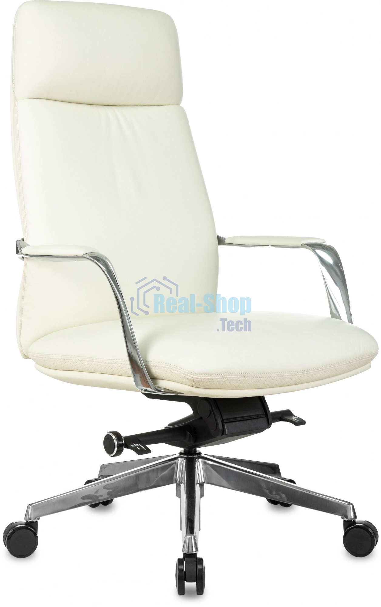 Кресло руководителя Бюрократ VEGA белый, кожа, крестов. алюминий