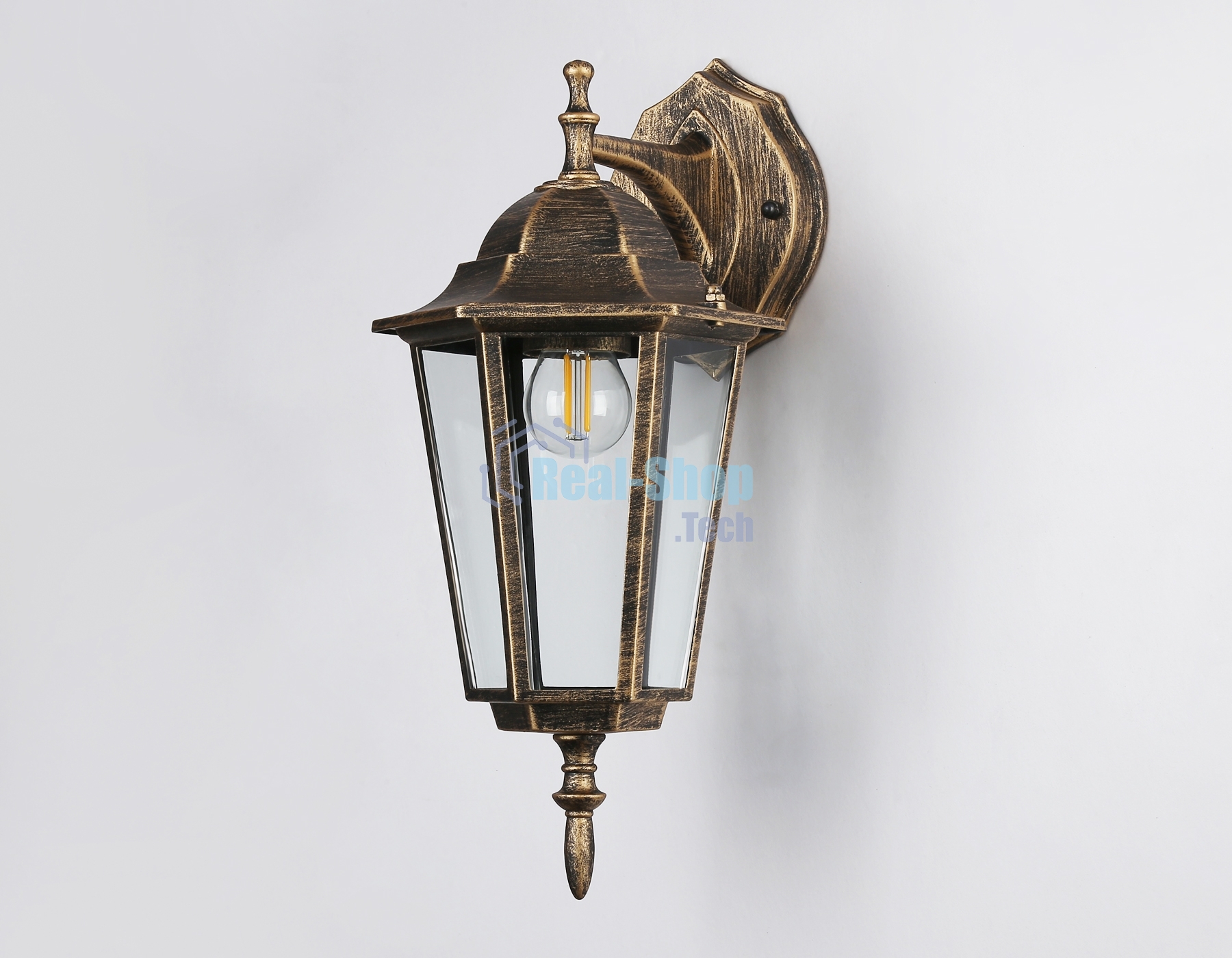 Уличный настенный светильник Ambrella light ST2019 GD/BK/CL золото/черный/прозрачный IP54 E27 max 40W 360*150*210