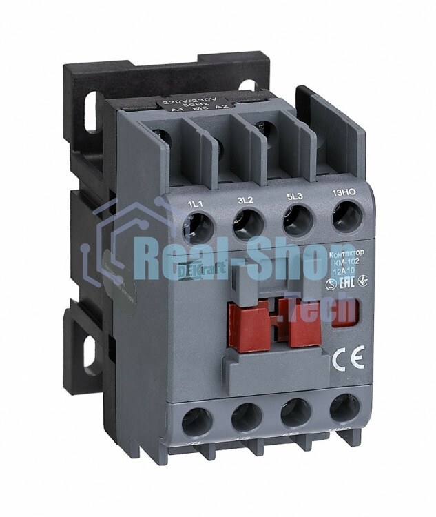 Контактор 12А 220В/230В АС3 АС4 1НО КМ-102 DEKraft
