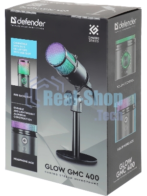 Игровой стрим микрофон Defender Glow GMC 400 USB, провод 1.3 м