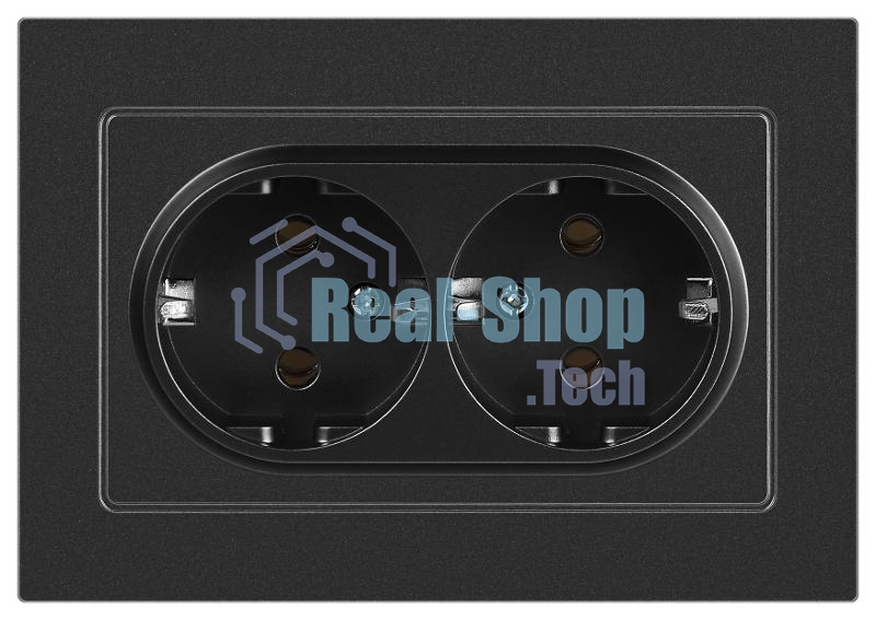 Розетка Intro Accent 6-205-07 , 2X2P+E Schuko, 16А-250В, IP20, СУ, AL/CU, графит | Б0063496 | Intro