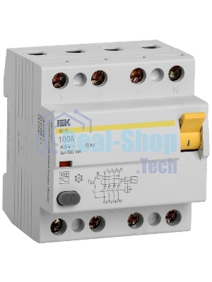 Выключатель дифференциального тока (УЗО) 4п 100А 300мА тип AC ВД1-63 ИЭК MDV10-4-100-300